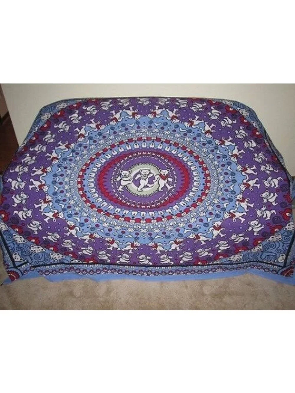 New Grateful Dead Dancing Bears Blue Purple Red Wall Hanging Tapestry 90X60 Gift